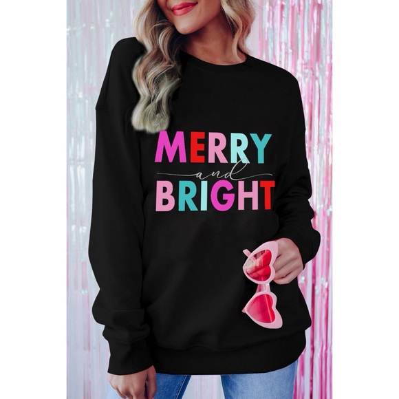Tops - Merry and Bright Black Sweatshirt